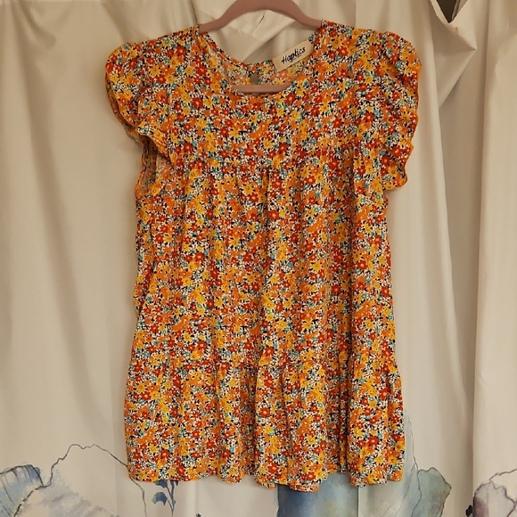 Haptics Tops - Colorful Floral Women's Blouse L/xl